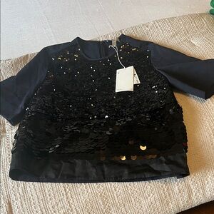 COS Black Sequin Blouse